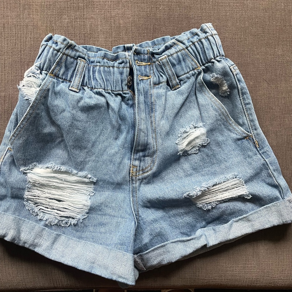 High rise ripped shorts